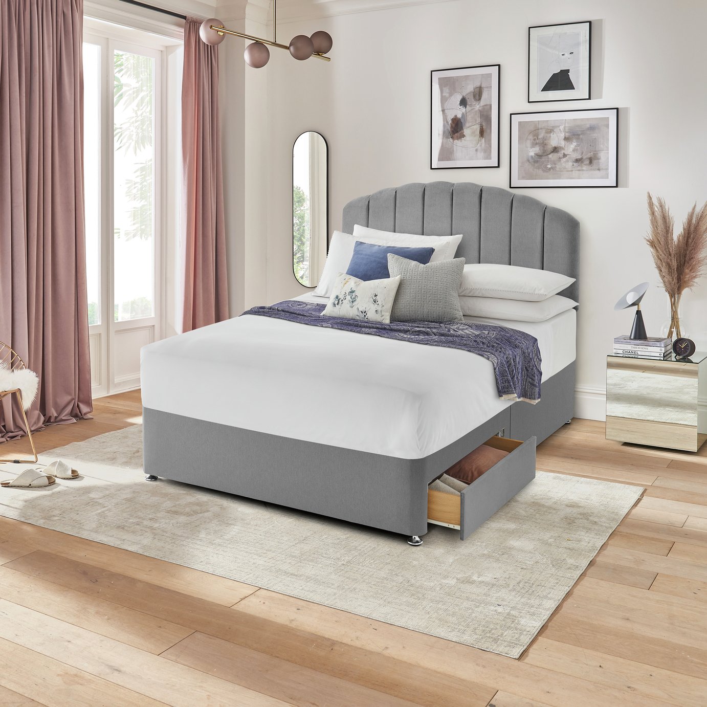 Silentnight Single 2 Drawer Divan Bed Base - Grey