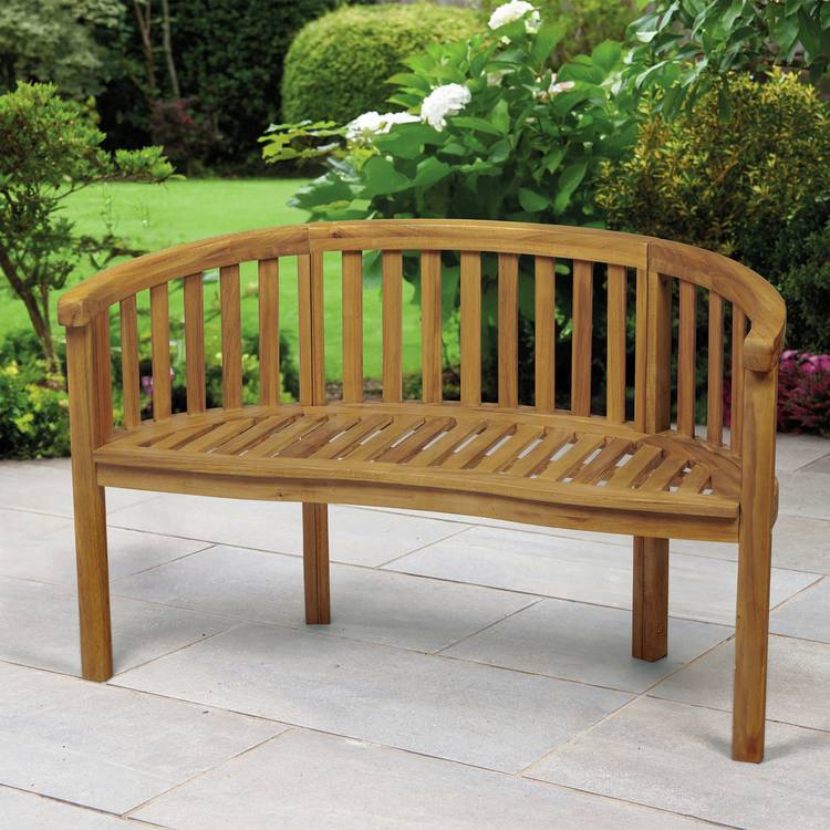 Greenhurst Banana 2 Seater Wooden Garden Bench - Natural 0
