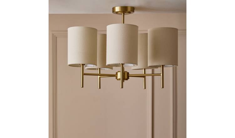 Argos Home Candelabra Steel 5 Light Ceiling Light - Brass