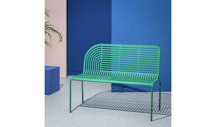 Buy Habitat 60 Lucinda 2 Seater Metal Garden Bench Green Garden benches Habitat