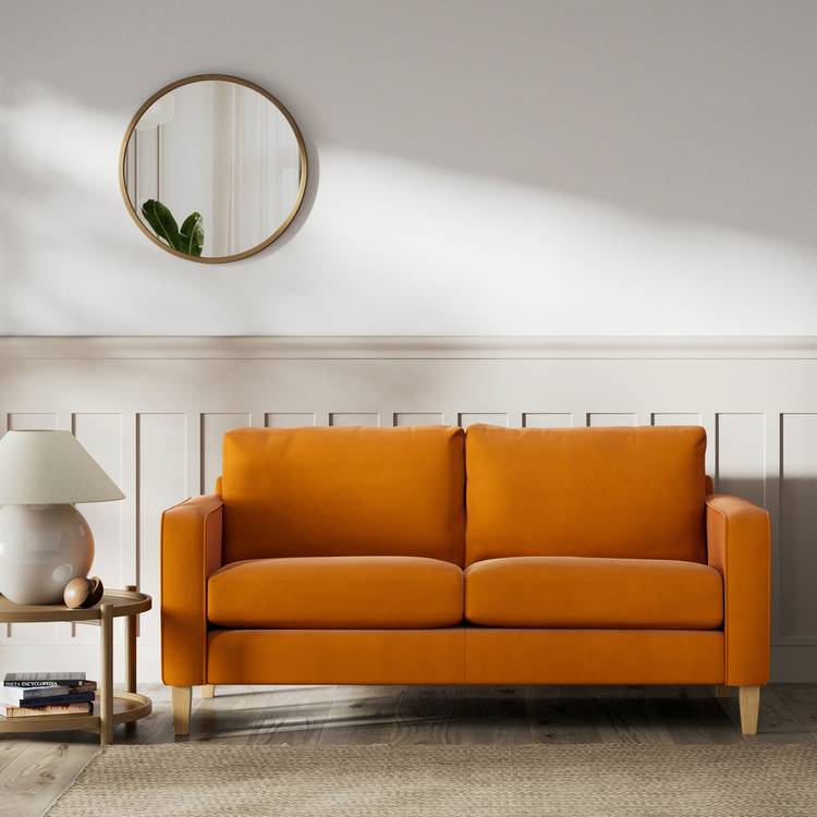 Habitat Flint Fabric 2 Seater Sofa - Orange - Ash Leg 0