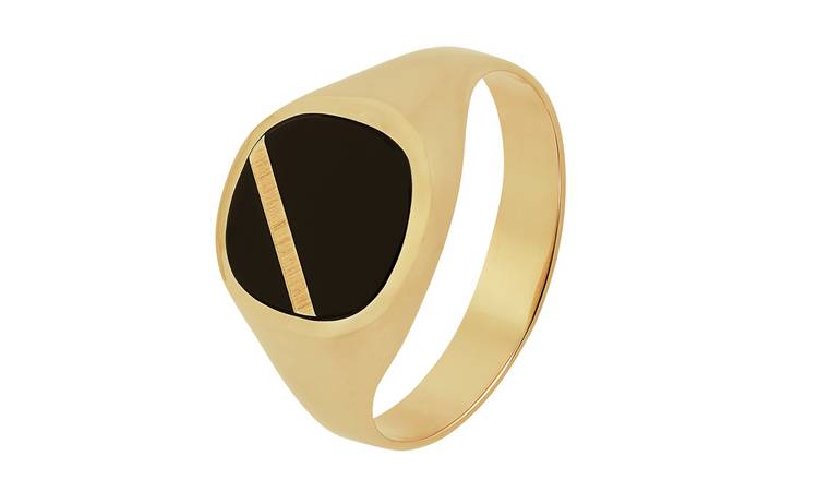 Revere 9ct Gold Onyx Stripe Ring - T