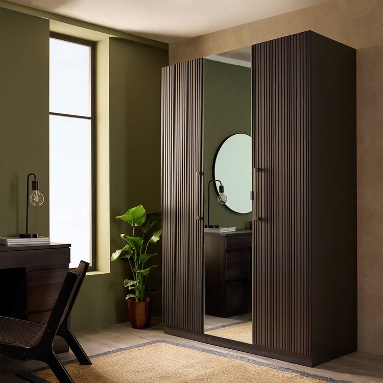 Habitat Hamburg Linear 3 Door Wardrobe - Anthracite 0