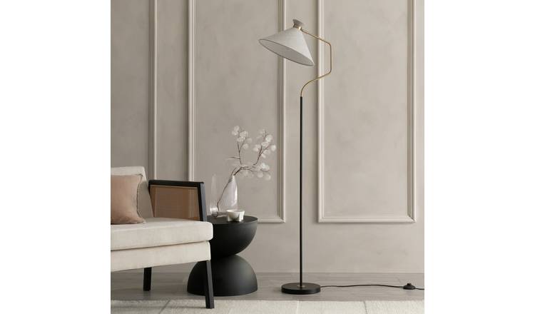 Habitat Bent Shaded Floor Lamp - Black & Gold