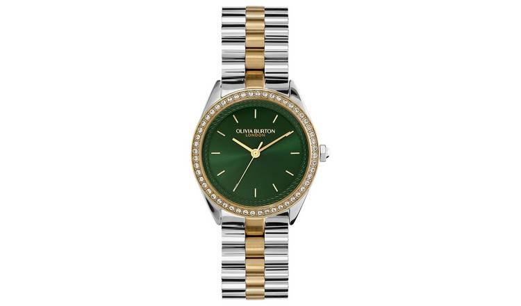 Olivia Burton Green Dial Two Tone Stainless Steel Watch