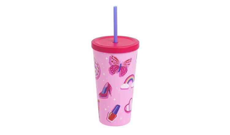 Argos Home Rollerskate Stainless Steel Pink Soda Cup - 500ml