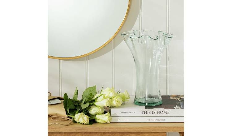 Habitat Recycled Glass Fluted Vase - Clear