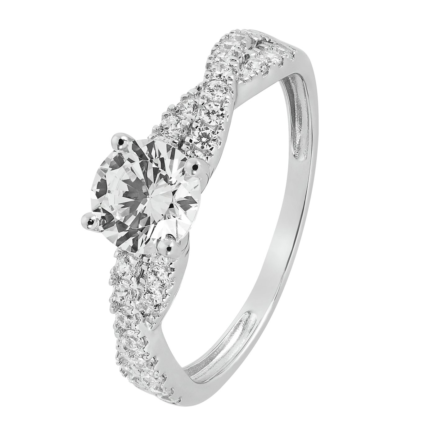 Revere 9ct White Gold Cubic Zirconia Engagement Ring - S