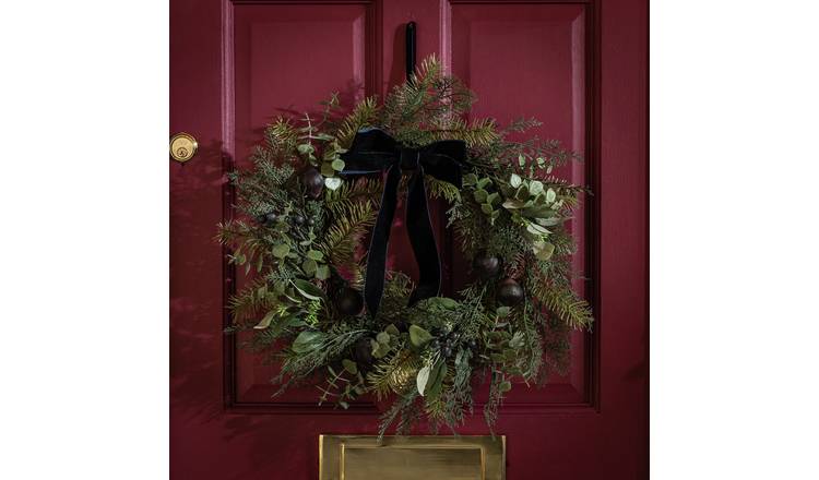 Habitat Fig And Velvet Bow Christmas Wreath