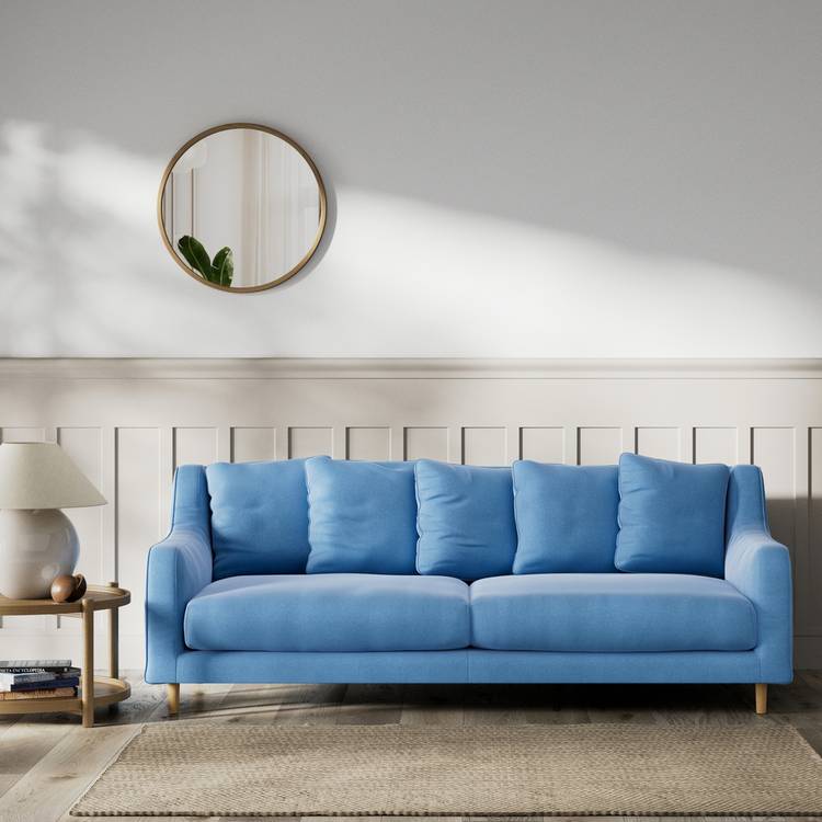 Habitat Swift Velvet 3 Seater Sofa - Blue - Ash Leg 0