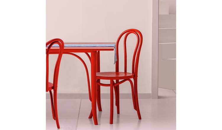 Habitat 60 Larsa Pair of Solid Wood Dining Chairs - Red