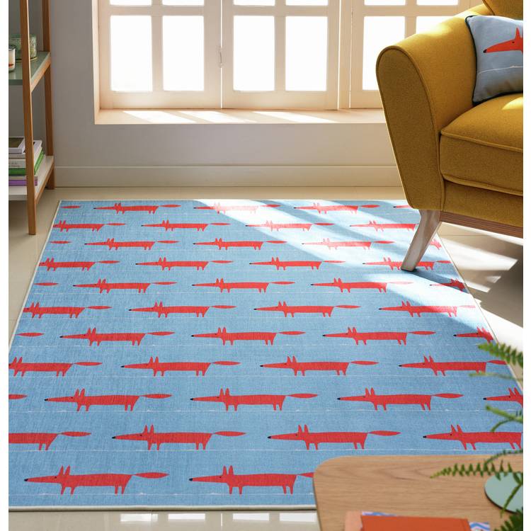 Habitat x Scion Mr Fox Printed Rug - 120 x 170cm - Blue 0