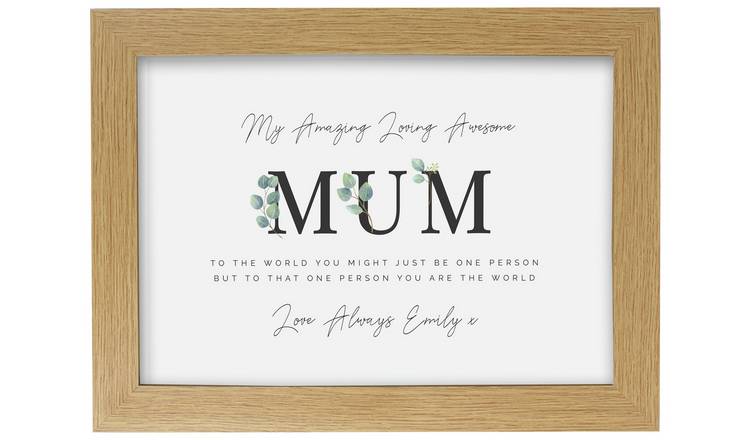 Personalised Message Botanical Oak Framed Print - A4