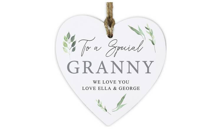 Personalised Message Botanical Wooden Heart Decoration