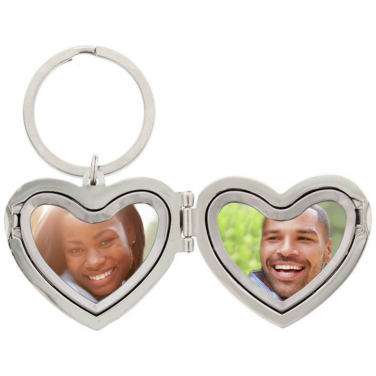 Personalised Message Heart Photoframe Keyring 0