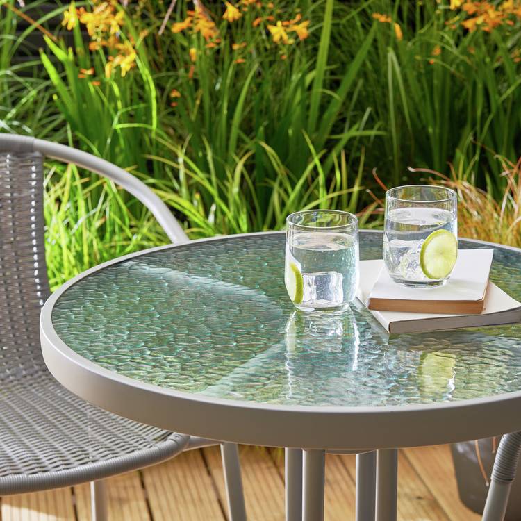 Argos Home 2 Seater Rattan Effect Garden Bistro Set - Grey 0