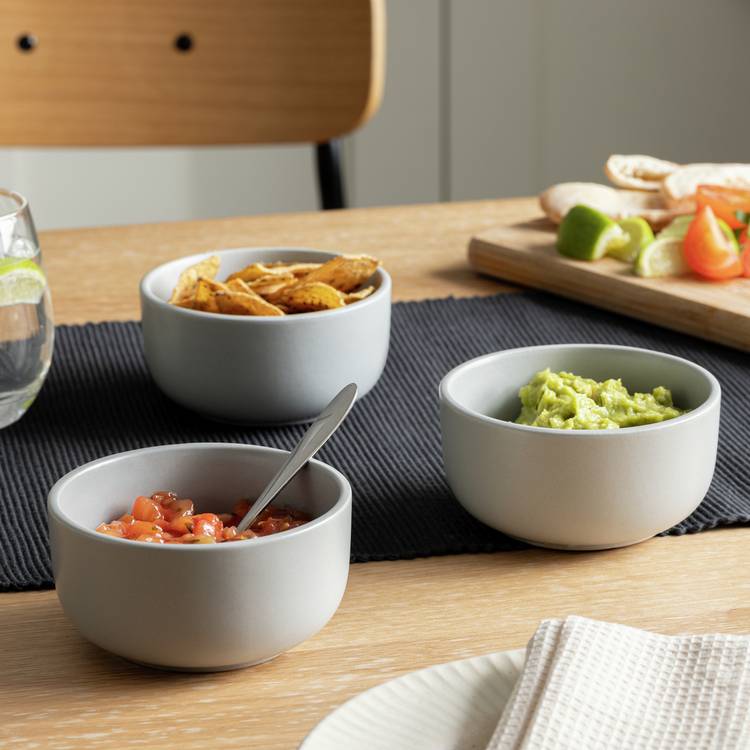 Habitat Matte Glaze 3 Piece Stoneware Nibble Bowls - Grey 0