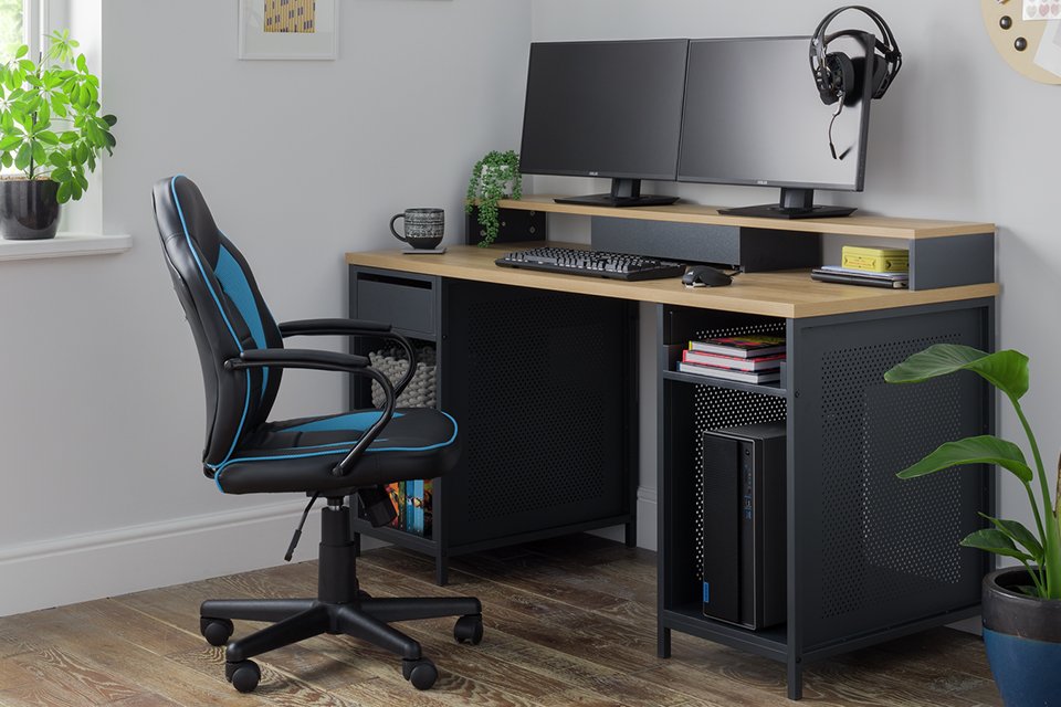 Argos Home Modular 1 Drawer Gaming Desk - Oak Effect & Black.