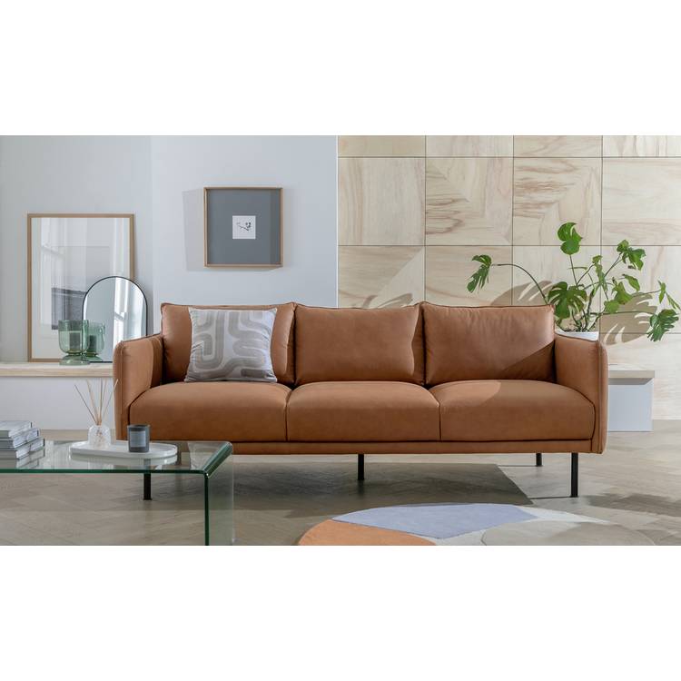 Habitat Moore Leather 4 Seater Sofa - Tan 0