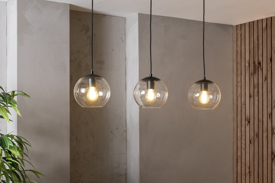 Habitat Coleman Metal 3 Light Bar pendent light in matte black. 