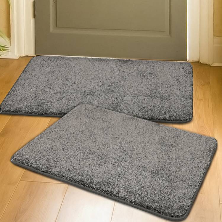 Homemaker Relay Plain Grey 2 Pack Short Pile Doormat-80x50cm 0
