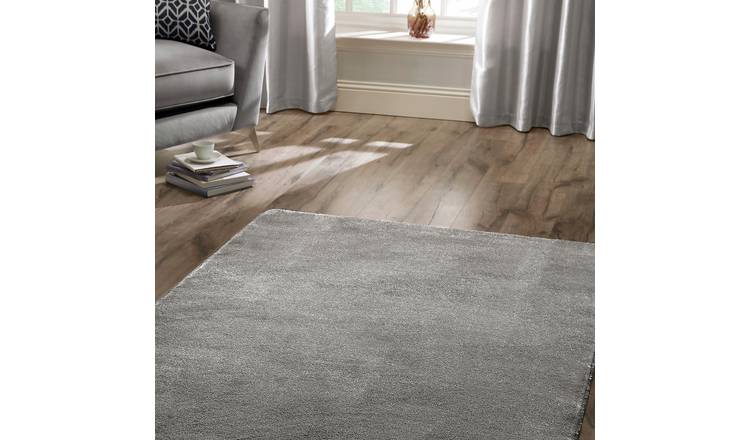 Homemaker Relay Plain Grey Short Pile Rug - 200x150cm