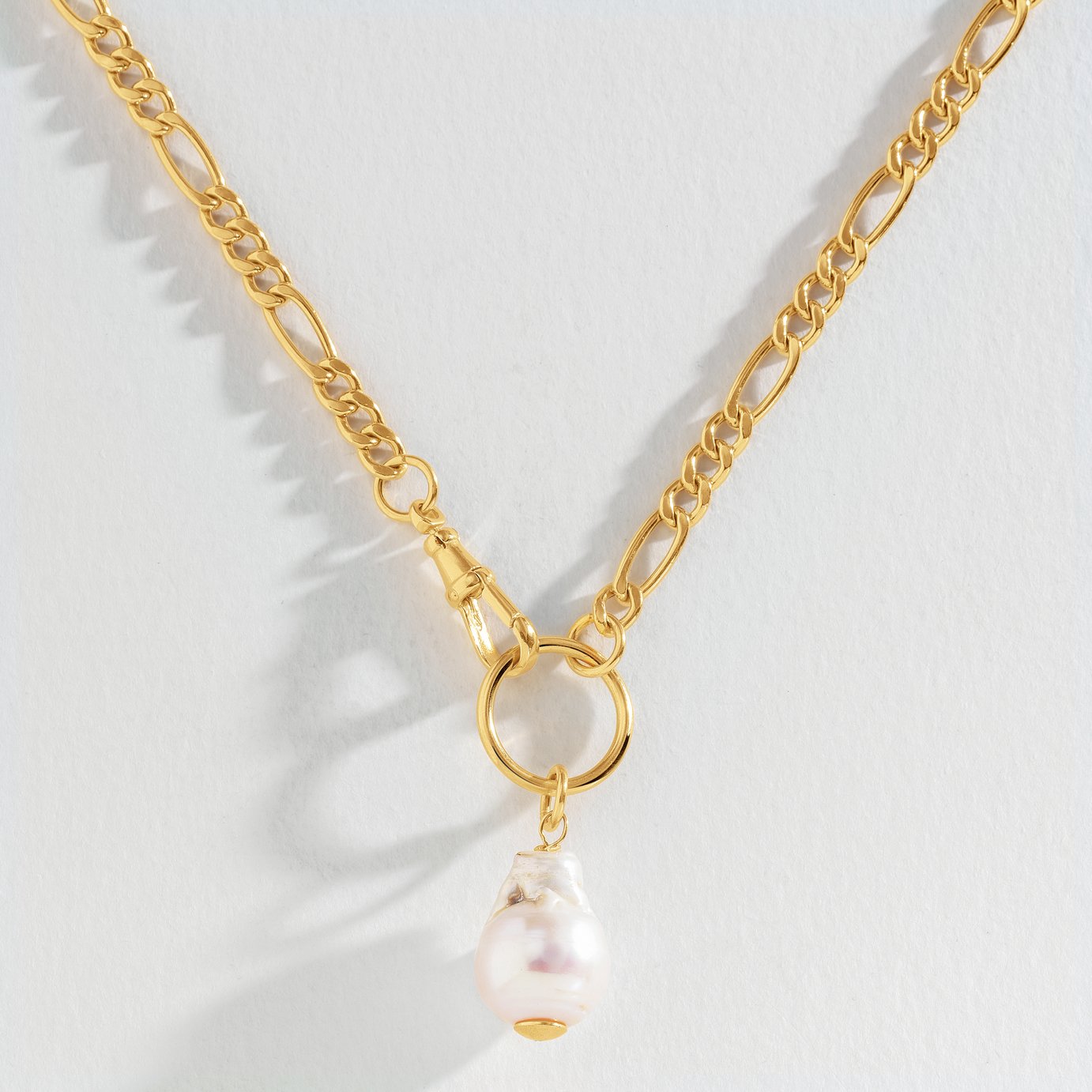 Revere 9ct Gold Plated Sterling Silver Baroque Pearl Chain