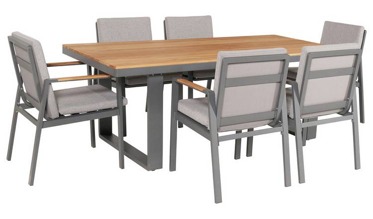 Pacific Stockholm 6 Seater Aluminium Patio Set - Grey