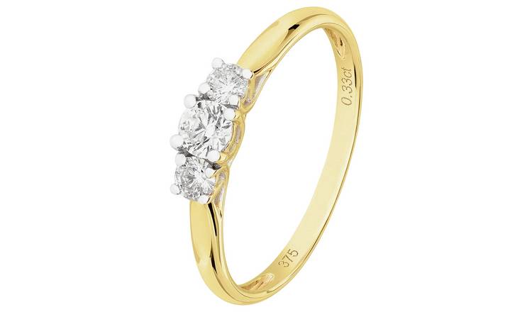 Revere 9ct Gold 0.33ct Diamond Trilogy Engagement Ring - M