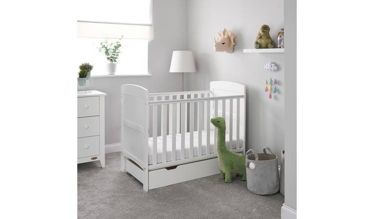 Obaby Grace Baby Cot Bed & Drawer - White