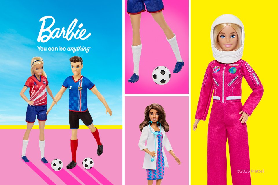 Various Barbie dolls at different professions.