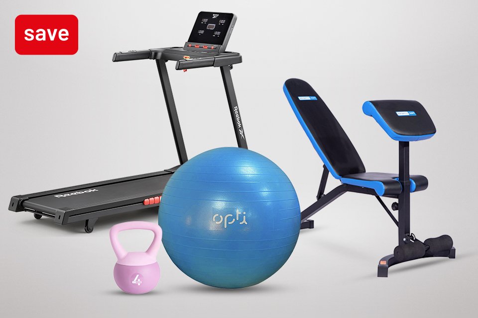 Save up to 50% on selected fitness. Bring the gym to you.