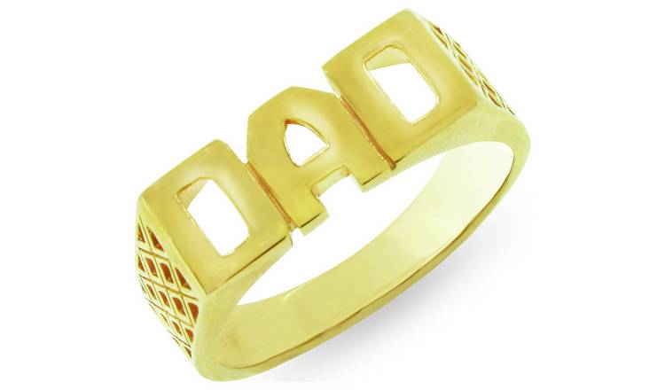 Revere Mens 9ct Gold Plated Sterling Silver 'Dad' Ring - W
