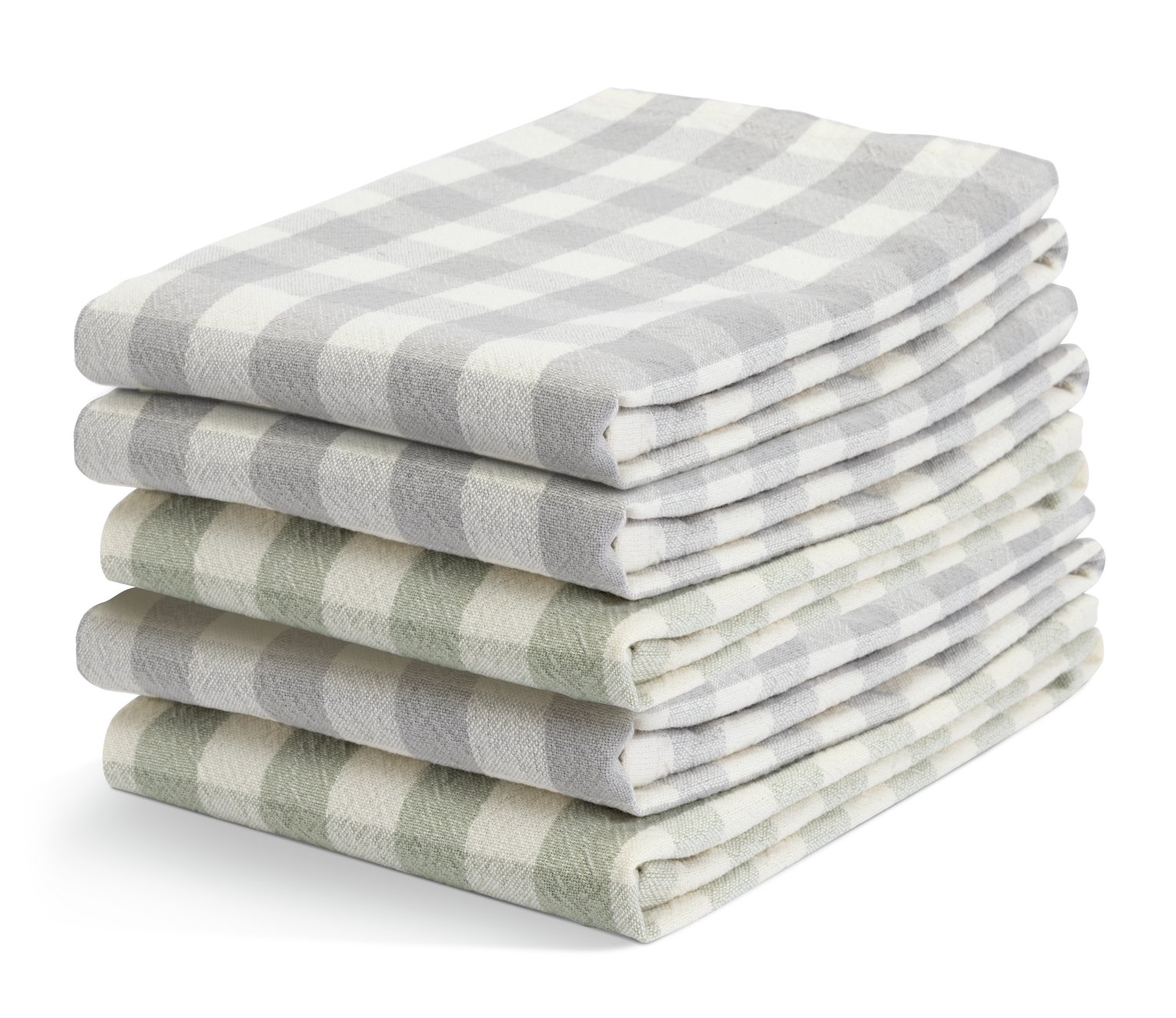 Habitat Yarn Dyed Checked Pack of 5 Tea Towels