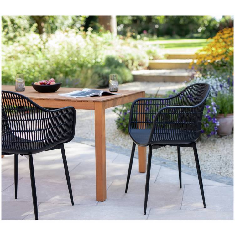 Habitat Serpa Set of 2 Plastic Garden Chairs - Black 0