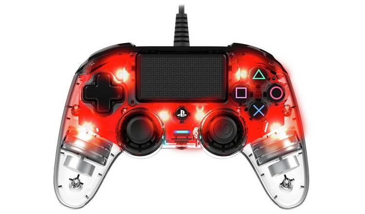 Buy Nacon Official Ps4 Wired Controller Clear Red Ps4 Controllers And Steering Wheels Argos