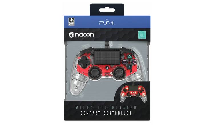 Buy Nacon Official Ps4 Wired Controller Clear Red Ps4 Controllers And Steering Wheels Argos