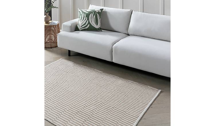 Habitat Modern Country Block Natural Flatweave Rug - 230x160