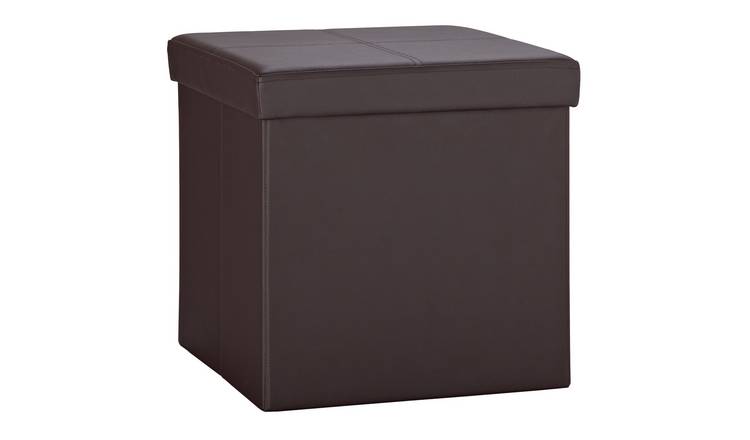 Argos Home Leather Small Storage Ottoman - Brown