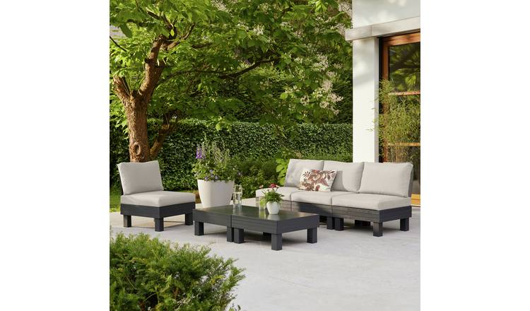 Keter Elements 4 Seater Plastic Garden Sofa Set - Grey