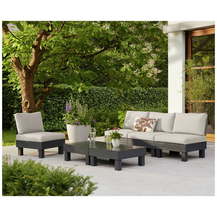Keter Elements 4 Seater Plastic Garden Sofa Set - Grey 0