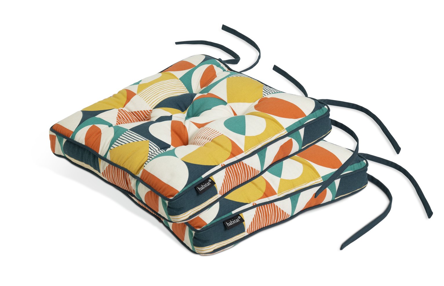 Habitat Geo Pack of 2 Seat Cushions - Multicoloured