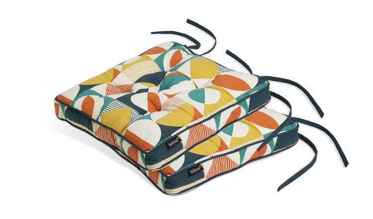 Habitat Geo Pack of 2 Seat Cushions - Multicoloured