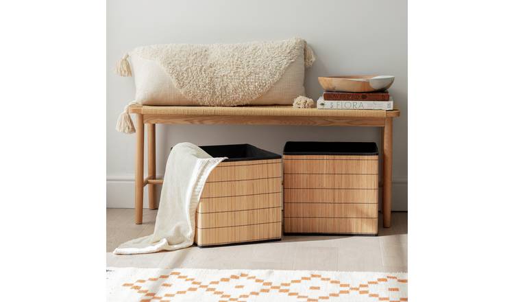Habitat Set of 2 Bamboo Squares Boxes - Natural
