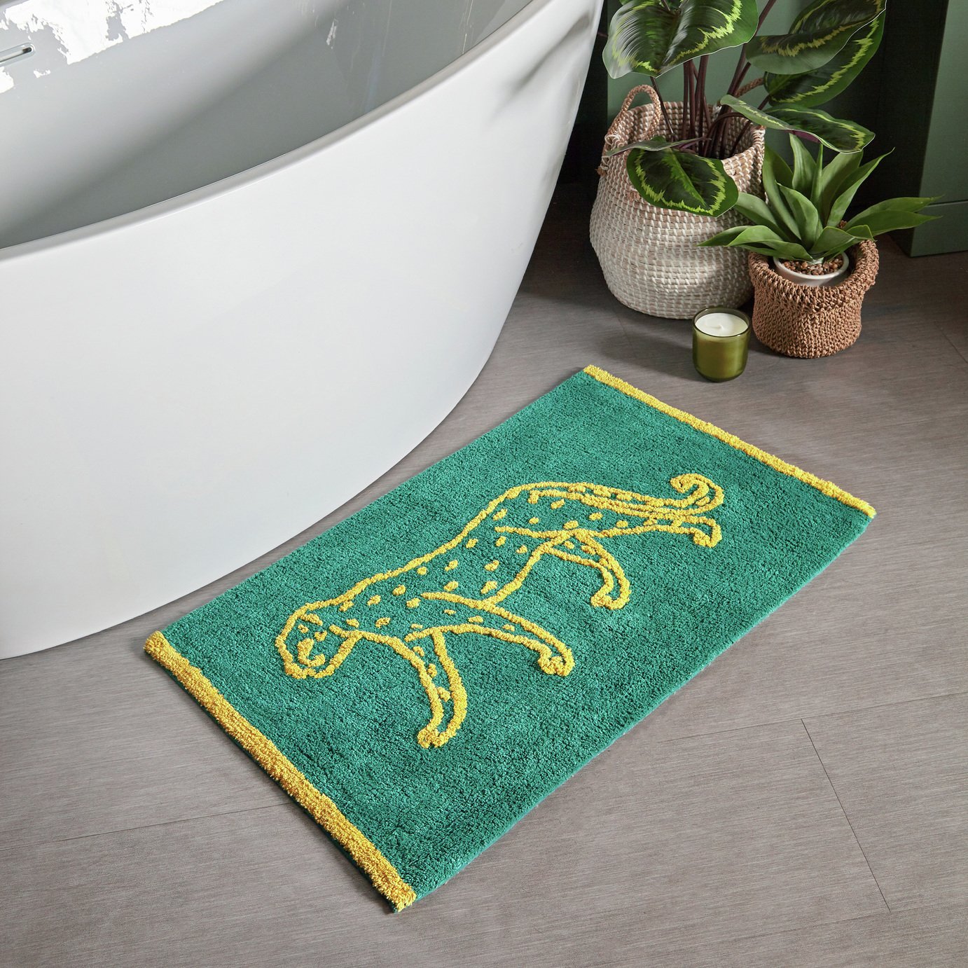 Furn Cotton Leapard Bath Mat - Teal