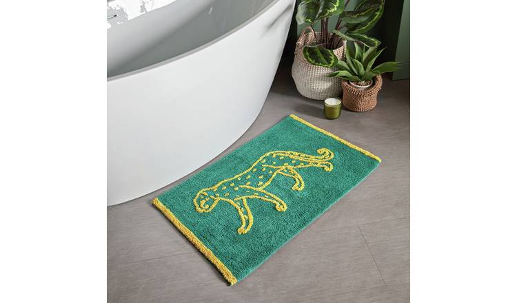 furn Cotton Leapard Bath Mat - Teal