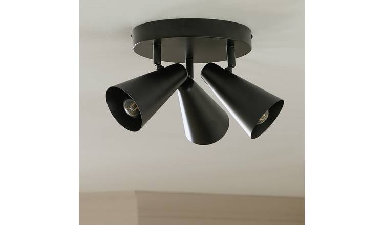 Habitat Steel 3 Lights Spotlight Plate - Matte Black