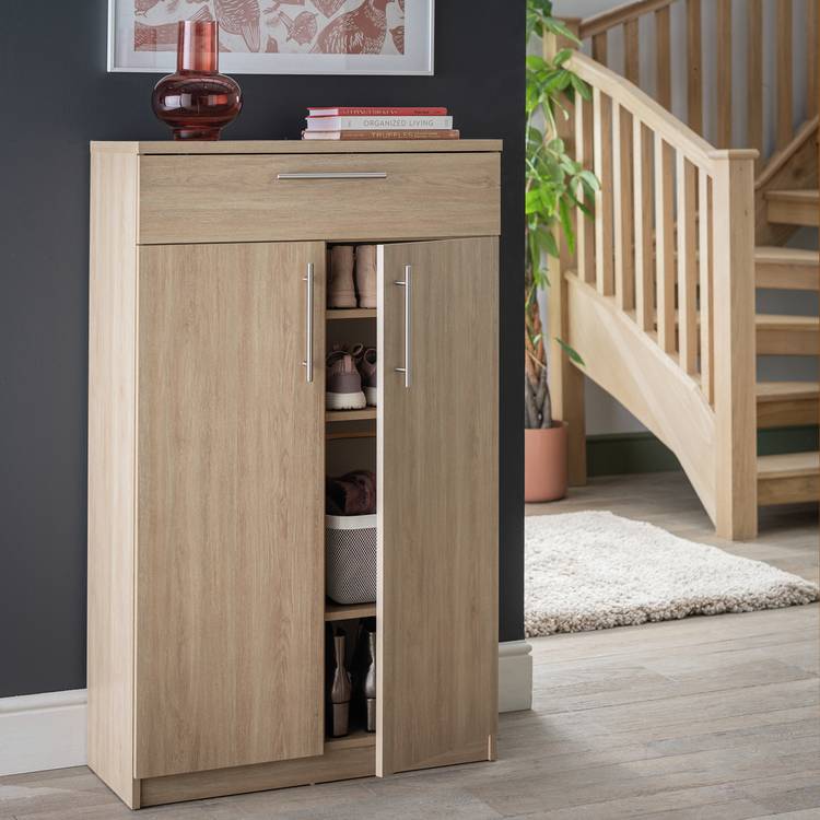 Argos Home Brisbane 2 Door Shoe Storage Cabinet - Oak 0