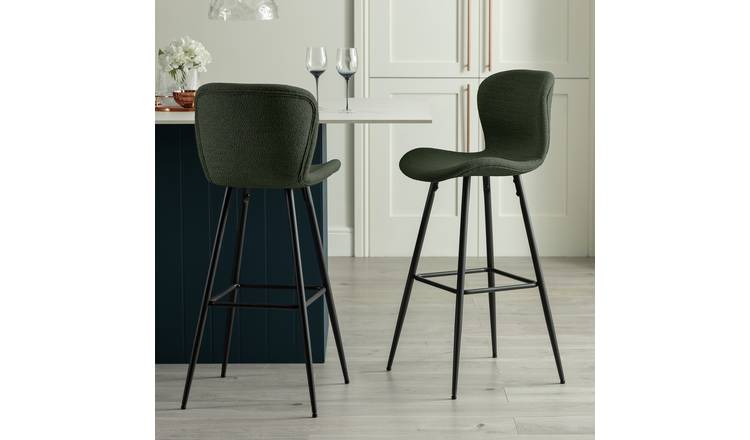 Habitat Etta Pair of Fabric Bar Stools - Green