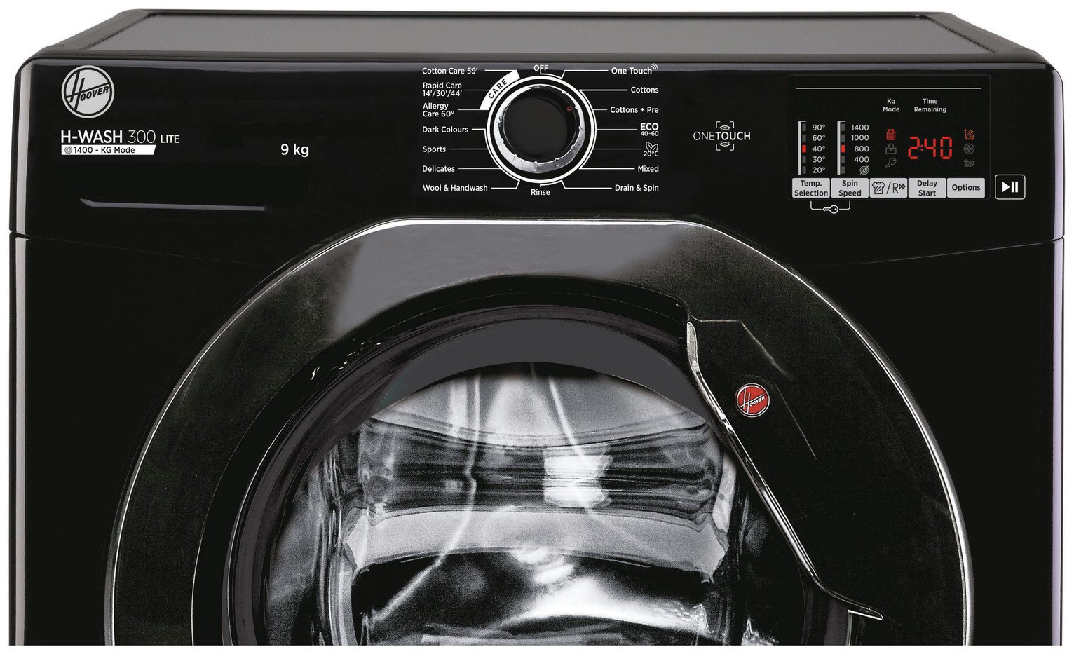 Buy Hoover H3W492DABB4/1-80 9KG 1400 Washing Machine - Black | Washing ...